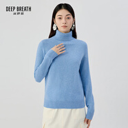 深呼吸DEEP BREATH女裝高領(lǐng)長(cháng)袖針織100%純羊絨衫毛衣女A301601 花紗藍 S (2)