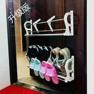 防盜門(mén)上的鞋架 升級版防盜門(mén)磁粘鞋架簡(jiǎn)易門(mén)后掛式鞋柜小戶(hù)型鞋門(mén)上拖鞋架 黑色貼膠款一層（適用于木門(mén)、鋼門(mén)、墻壁）