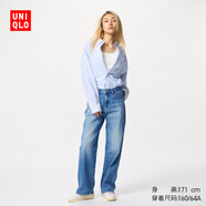 優(yōu)衣庫女裝寬松直筒牛仔褲/水洗產(chǎn)品/闊感褲新款474934 479001 474934/64湖藍色 25 /160/64A