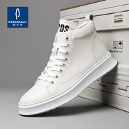 帕達索馬丁靴男鞋2025新款冬季加絨牛皮小白鞋休閑高幫潮流內增高短靴子 白色（鞋舌字母兩版本隨機） 40