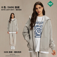 ARTIE男裝丨2025秋冬水洗蠟染做舊男衛衣衛褲復古潮牌套裝男女款 蠟染淺灰-衛衣 S