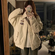 AEMAPE復古翻領(lǐng)羊羔絨棉服外套女2025冬季新款寬松韓版時(shí)尚百搭棉衣保暖 杏色【A81】冬季加棉抗寒款 S 【建議95斤內】