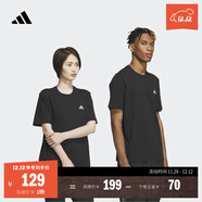 adidas情侶休閑純棉上衣圓領(lǐng)短袖T恤男女夏季阿迪達斯官方輕運動(dòng) 黑色 S
