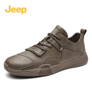 Jeep男鞋輕便耐磨吉普2025秋冬馬丁靴男軟底中幫平板休閑鞋真皮鞋子男 椰殼棕（皮鞋碼） 41