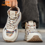德?tīng)柣荩―EERWAY）老爹鞋2025秋冬季高幫休閑鞋男士厚底增高潮流運動(dòng)鞋經(jīng)典米杏42
