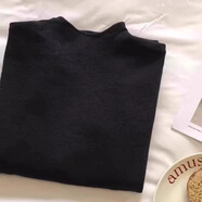 五個(gè)橘子針織衫女2025秋冬新款女裝韓版女士毛衣內搭半高領(lǐng)上衣短款打底衫 黑色 L