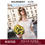 MAXRIENY【方媛同款】?jì)?yōu)雅浪漫收腰針織連衣裙米白色波西米亞長(cháng)裙 米白 M