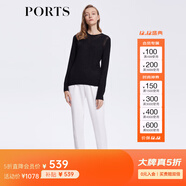 PORTS寶姿商場(chǎng)同款女裝春季時(shí)尚黑色透視拼接針織上衣女LM8K406LKF025 黑色 M