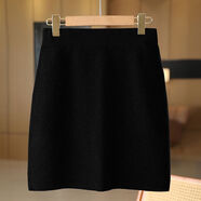 100%羊毛短裙秋冬季女時(shí)尚純色松緊腰針織羊毛包身裙半身裙包臀裙 新加黑色 MS-087 M  建議90-115斤