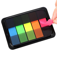 西瑪 SIMAA 100張5色熒光膜指示標簽貼紙 44*12mm抽取式便利貼便簽條記事貼8449