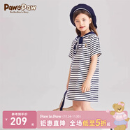 PawinPaw【親子款】卡通小熊童裝夏季女童海軍條紋連衣裙 Navy藏青色/59 110 cm