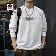 AEMAPE2025秋季新款印花長(cháng)袖t恤男寬松內搭打底衫圓領(lǐng)插肩袖體恤春秋款 長(cháng)袖白色T恤 M 推薦體重110-130斤