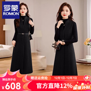羅蒙（ROMON）高級感毛呢背心套裝連衣裙冬季氣質(zhì)洋氣顯瘦針織打底衫兩件套裙子 黑色 3XL