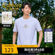 卡賓【精致刺繡】男裝涼感印花短袖T恤夏季冰絲圓領(lǐng)上衣 漂白色02