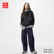 優(yōu)衣庫女裝針織廓形長(cháng)褲/彎刀鐮刀褲子25秋冬新款483722 483722/69藏青色 S