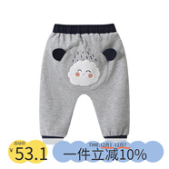 Auro Mesa嬰兒卡通灰色背帶褲春秋純棉男女寶寶可愛(ài)連體褲子嬰童褲子 PP褲 100