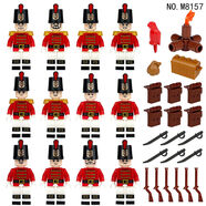 山頭林村第三方海盜系列藍色紅色線(xiàn)線(xiàn)列步兵人仔中古騎士拼裝積木玩具男 M8157紅色線(xiàn)線(xiàn)列步兵