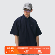 瞬時(shí)山野Monterest戶(hù)外吸濕速干涼感抗菌半拉鏈POLO衫寬松短袖T恤 深海藍 S