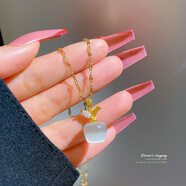 【鈦鋼吉祥apple貓眼石鑲鉆蘋(píng)果鑲鉆圣誕節平an夜平an果項鏈 G501鈦鋼鏈條銅吊墜