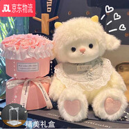 赟婭毛絨熊玩偶花束娃娃送女孩朋友生日禮物女士生浪漫高級感禮盒玩偶 桃心咩櫻花粉色套裝 【禮袋款】玩偶+11朵花束+燈串+珠串