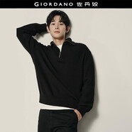 佐丹奴【韓國明星同款】羅紋針織衫男寬松翻領(lǐng)半拉鏈毛衣01055734