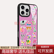 朗唯科（LANWK）適用蘋(píng)果17/16/15promax可愛(ài)女Air手機殼iPhone14plus新款保護套ip1 Magsafe強磁吸附玻璃背板經(jīng)典黑粉 iPhone17Pro