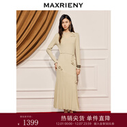 MAXRIENY波爾多紅H型箱型小香風(fēng)外套25冬羊毛混紡冬日千金感穿搭 淺金 S