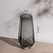 感ins風(fēng)玻璃花瓶透明水養插花瓶鮮花玫瑰百合花客廳擺件歐式 煙灰小號【精致款】 中等