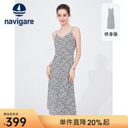 Navigare意大利小帆船無(wú)袖連衣裙女士夏季修身時(shí)尚碎花裙薄款吊帶裙 科技白/黑 XL 碼