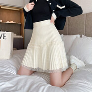 秋冬新款半身裙女短裙超仙氣質(zhì)網(wǎng)紗百褶裙遮肉洋氣高檔毛線(xiàn)裙潮厚 白色【專(zhuān)柜品質(zhì)】 L  105-115斤