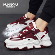 環(huán)球運動(dòng)鞋男鞋2024新款夏季透氣薄款網(wǎng)面潮流休閑老爹潮鞋男 白紅 43