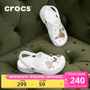 卡駱馳（CROCS）洞洞鞋貝雅男鞋女鞋輕便耐磨一腳蹬拖鞋休閑鞋|10126 白-100 37 /38(230mm)