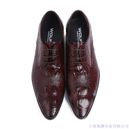 康奈（kangnai）斷碼2026歐洲站男士皮鞋壓花鱷魚(yú)紋純皮打造尖頭正裝皮鞋純皮婚鞋 黑色 37