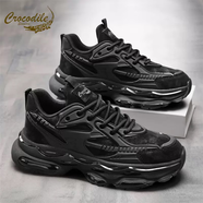 鱷魚(yú)恤冬季男鞋戶(hù)外潮流防滑耐磨運動(dòng)休閑鞋百搭厚底增高老爹潮鞋 黑色主圖款 41