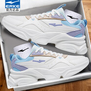 鴻星爾克女鞋加絨運動(dòng)鞋女皮面防水跑步鞋秋冬款鞋子紅星休閑鞋冬季棉鞋女 皮面防潑水丨白藍丨2250 37 【官方正品/現貨速發(fā)】