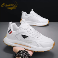 鱷魚(yú)恤男鞋冬季2025新款防滑輕便運動(dòng)休閑鞋男士增高百搭小白板鞋 白色 39