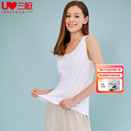 三槍薄款純棉打底無(wú)袖衫透氣羅紋棉質(zhì)柔軟蕾絲花邊圓領(lǐng)休閑女背心 特白 2XL