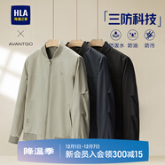 海瀾之家（HLA）夾克男款輕商務(wù)經(jīng)典系列三防印花外套男秋季 HWJAW3W026A黑色53 165/84A S推薦114~124斤