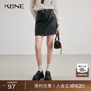 KBNE【商場(chǎng)同款】黑色皮褲女短褲2025春顯瘦a字復古直筒休閑短褲 黑色 XS