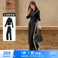 駱駝（CAMEL）立領(lǐng)健身女裝撞色修身兩件套運動(dòng)服 Y24CAWL6620 幻影黑 M