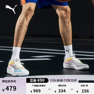 彪馬（PUMA）哈利伯頓同款緩震透氣實(shí)戰籃球鞋男女CLYDE ALLPRO194039 白-島嶼藍-01 39