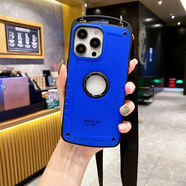 ROOT CO適用蘋(píng)果13promax手機保護殼14plus防摔套12全包11矽膠XSMAX斜跨16promax掛繩XR商務(wù)15軍工保護套7 藍色＋掛繩 iPhone12mini