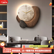 福進(jìn)門(mén)石來(lái)運轉餐廳鐘表掛墻裝飾畫(huà)創(chuàng  )意立體高級感客廳掛鐘餐桌墻面時(shí)鐘 A款-石來(lái)運轉 40*40cm（UV精雕） 普通款不帶燈