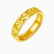 詠幻深圳水貝金包銀爆閃戒指開(kāi)口實(shí)心素圈閉口戒指情人節日送女友老婆 碎冰冰男戒【金+銀芯 約2.85g】 開(kāi)口可調節