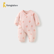 童泰秋冬0-6個(gè)月新生兒嬰兒寶寶偏開(kāi)保暖衣連體蝴蝶哈衣棉衣粉色59cm