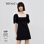 MO&Co.秋季小黑裙連衣裙泡泡袖MBB3DRS004顯白設計感法式短款moco 黑色 S 160