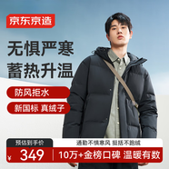 京東京造羽絨服男鴨絨加厚防寒工裝面包服短款冬季外套衣服 黑色 3XL