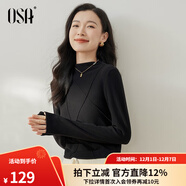 歐莎（OSA）半高領(lǐng)雙面德絨打底衫T恤女秋冬2025年新款保暖內搭上衣大碼 黑色 L