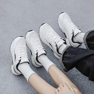 歐邁捷休閑情侶鞋子老爹鞋男女網(wǎng)面鞋學(xué)生男球鞋百搭透氣鞋青少年潮鞋男 白黑  男女款TB20 36