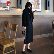 皮爾卡丹秋冬加厚斗篷大衣大碼女裝針織連衣裙毛呢外套感韓劇兩件套裝 兩件套裝 梨型身材穿搭/小個(gè)子顯高套裝/微胖妹妹遮肉 M